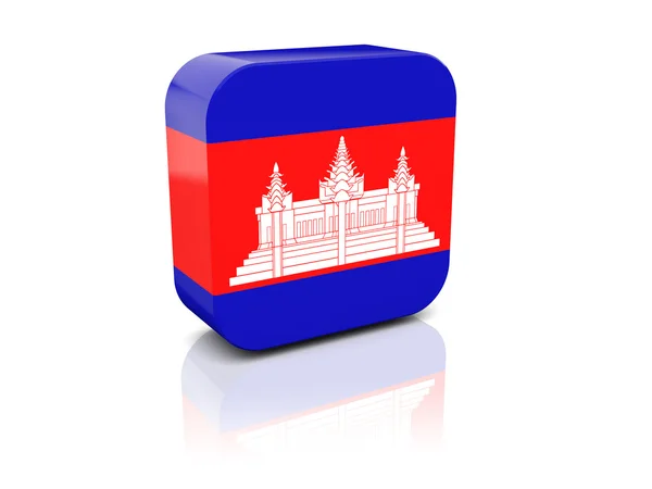 Ícone quadrado com bandeira de cambodia — Fotografia de Stock