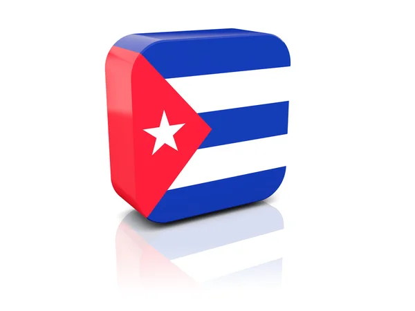 Čtvercová ikona s vlajka Kuby — Stock fotografie