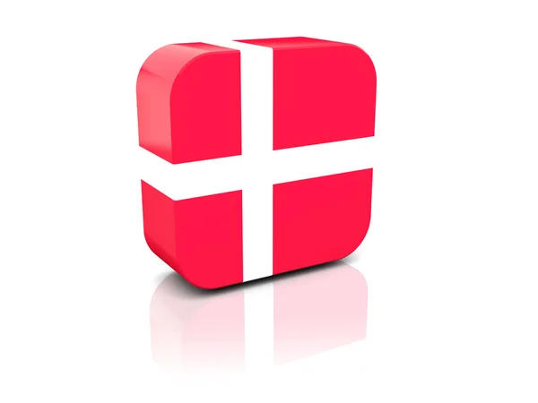 Icono cuadrado con bandera de denmark — Foto de Stock