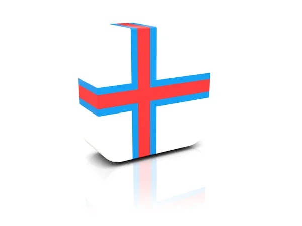 Fyrkantig ikon med flagga Färöarna — Stockfoto