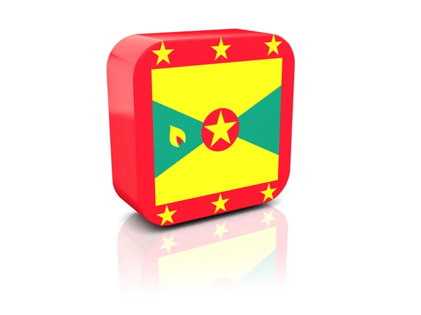 Čtvercová ikona s Grenadská vlajka — Stock fotografie