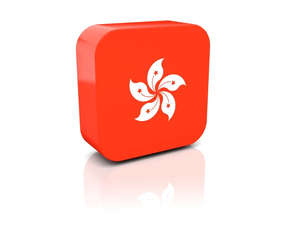 Négyzet alakú ikon a Hongkong zászlaja — Stock Fotó