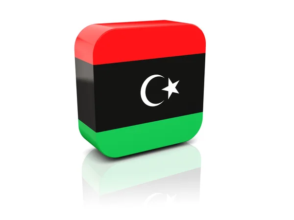 Icono cuadrado con bandera de libya — Foto de Stock