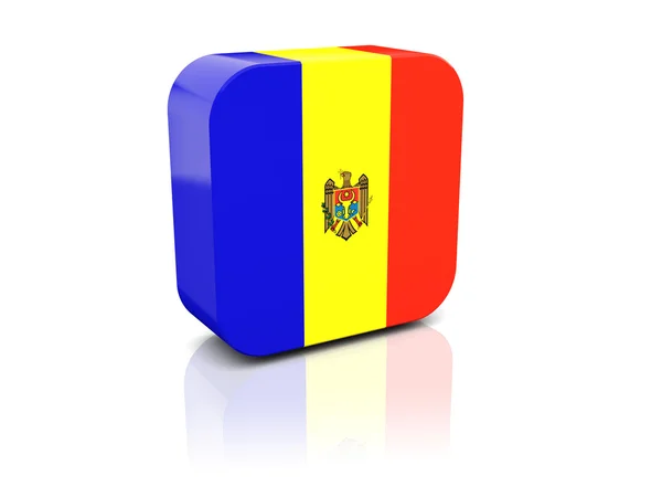 Icône carrée avec drapeau de moldova — Photo