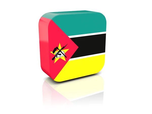 Square icon with flag of mozambique — Stock Photo, Image