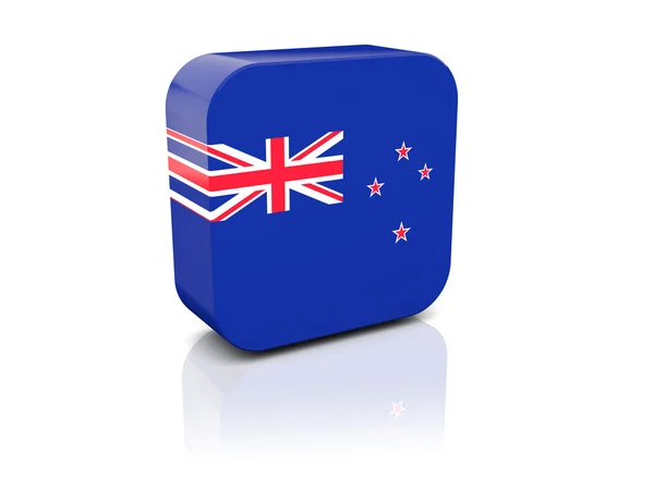 Yeni Zelanda bayrağı ile kare simgesi — Stok fotoğraf