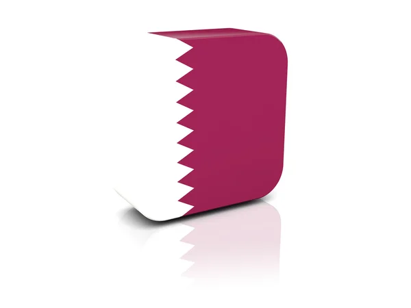 Quadratische Ikone mit der Flagge von Katar — Stockfoto