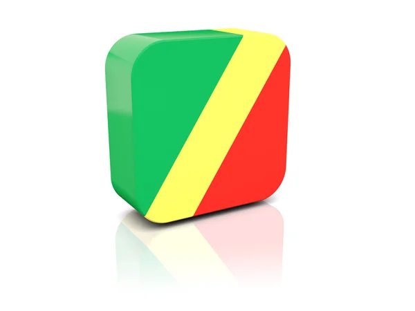 方形图标与刚果共和国国旗 — 图库照片
