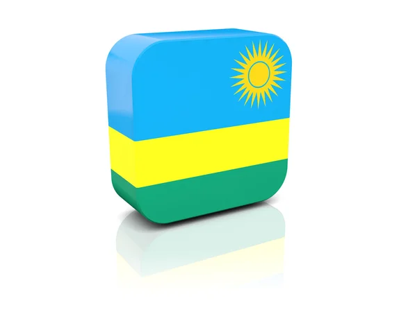 Icono cuadrado con bandera de Ruanda — Foto de Stock