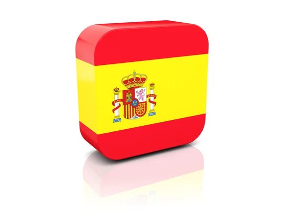 Čtvercová ikona s vlajkou Španělska — Stock fotografie
