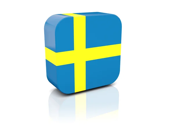 Icono cuadrado con bandera de Suecia —  Fotos de Stock