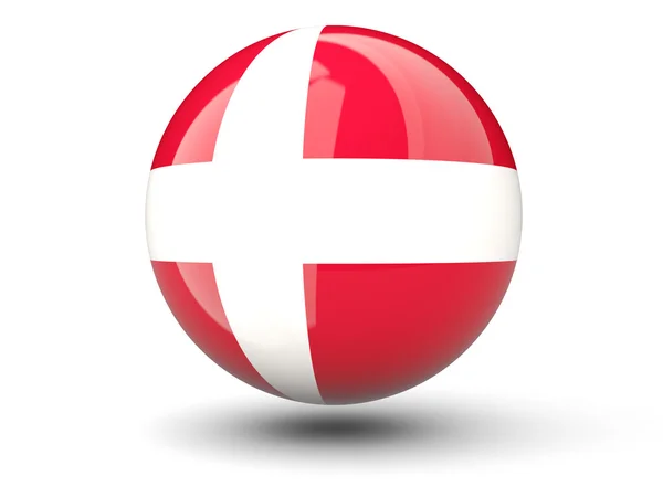 Runda ikonen av flagga Danmark — Stockfoto