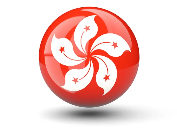 香港の旗の丸いアイコン — ストック写真