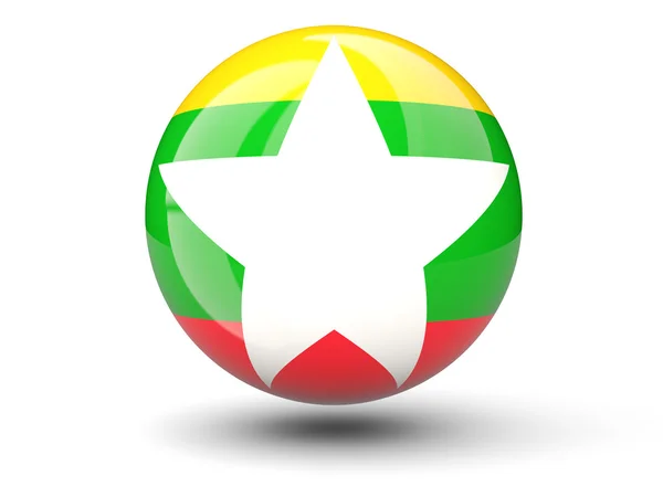 Ícone redondo da bandeira de Mianmar — Fotografia de Stock