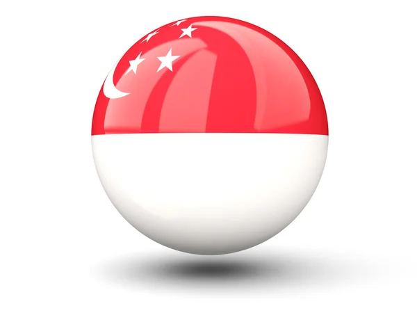 Ícone redondo da bandeira de singapore — Fotografia de Stock