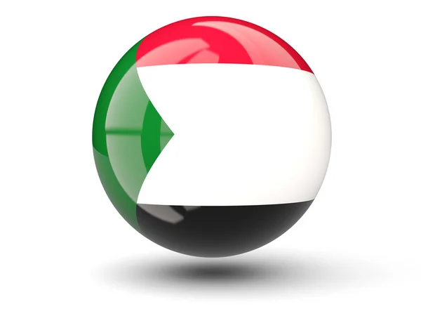 Ícone redondo da bandeira de sudan — Fotografia de Stock