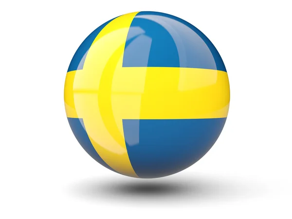瑞典国旗的圆形图标 — 图库照片