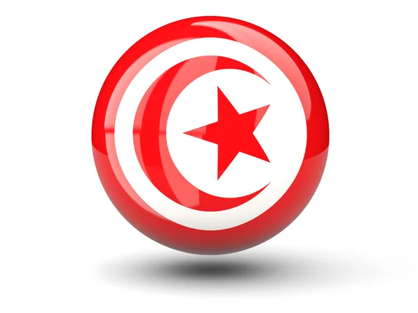 Runde Ikone der Flagge von Tunesien — Stockfoto