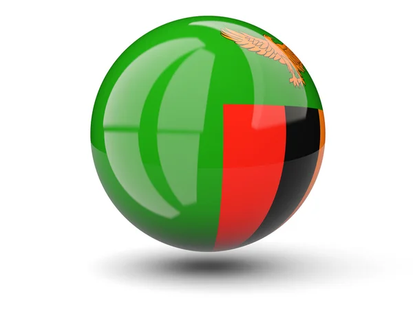 Ícone redondo da bandeira da Zâmbia — Fotografia de Stock