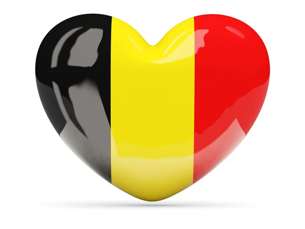 Ícone em forma de coração com bandeira de bélgica — Fotografia de Stock