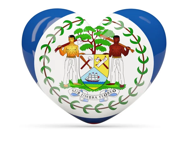 Belize bayrağı simgesi kalp şeklinde — Stok fotoğraf