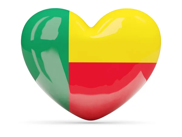 Ikona s Beninská vlajka ve tvaru srdce — Stock fotografie