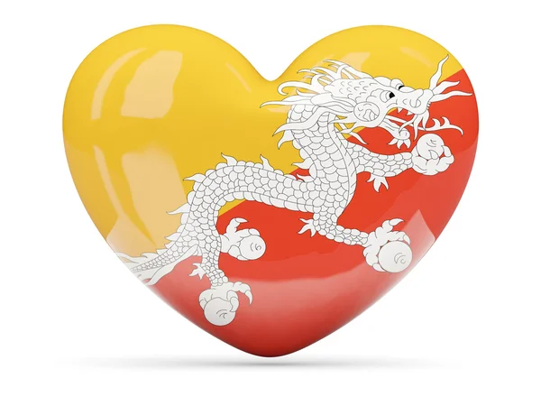 Ikona z flaga Bhutanu w kształcie serca — Zdjęcie stockowe