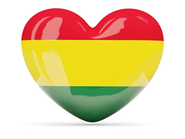 Ikona z flaga Boliwii w kształcie serca — Zdjęcie stockowe