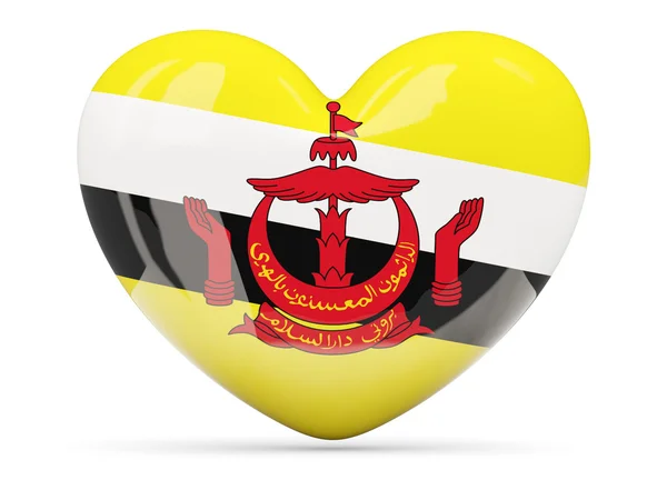 Brunei bayrağı simgesi kalp şeklinde — Stok fotoğraf