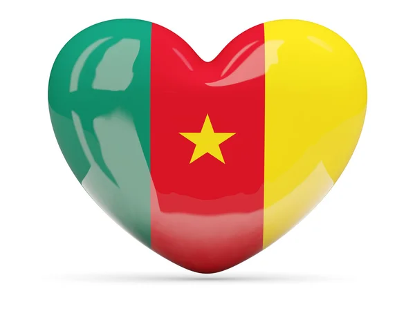 Ícone em forma de coração com bandeira de camarões — Fotografia de Stock