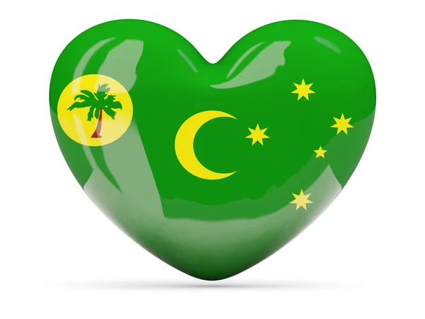 Serce ikona z Flaga Wysp Kokosowych — Zdjęcie stockowe