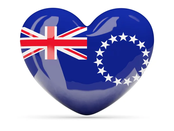 Heart shaped icon with flag of cook islands — Stock Photo, Image