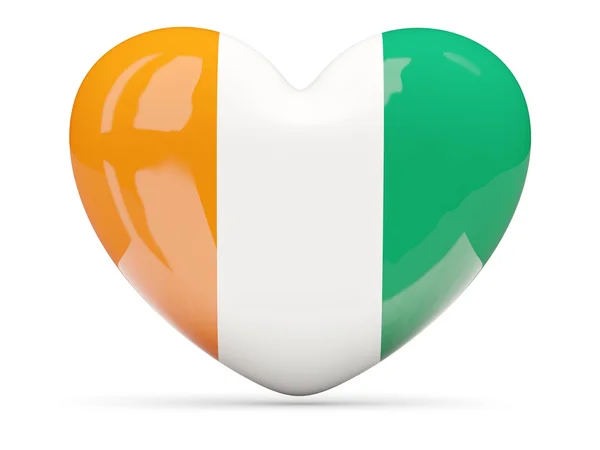 Icône en forme de coeur avec drapeau de cote d'Ivoire — Photo