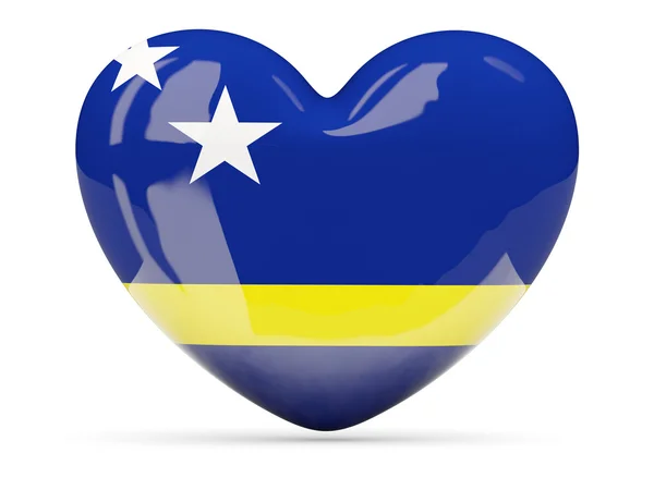 Значок в форме сердца с флагом Кюрасао — стоковое фото