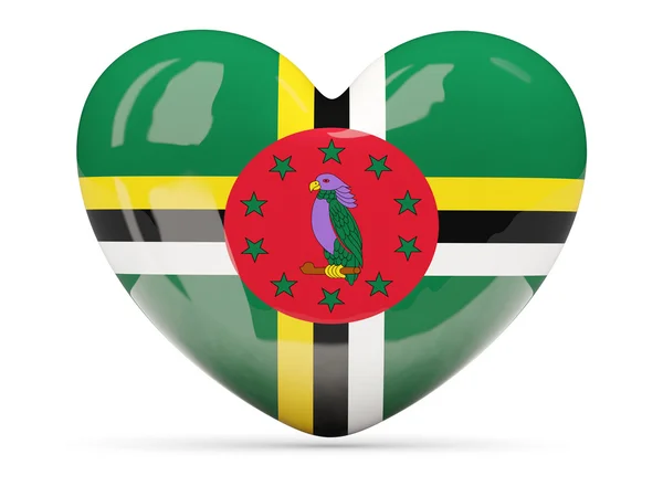 Καρδιά σχήμα εικονίδιο με τη σημαία της Δομινίκας — Φωτογραφία Αρχείου