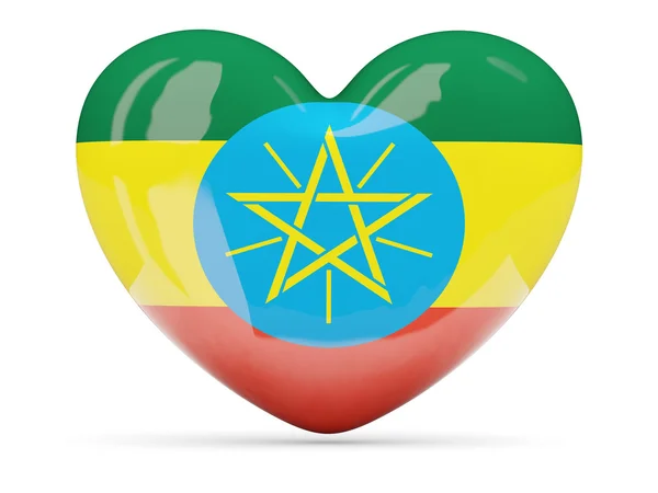 Heart shaped icon with flag of ethiopia — Stock Photo, Image