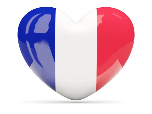 Fransa bayrağı simgesi kalp şeklinde — Stok fotoğraf