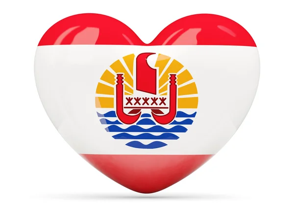Icona a forma di cuore con bandiera della polinesia francese — Foto Stock