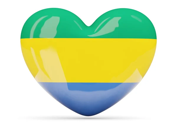 Gabon Cumhuriyeti bayrağı simgesi kalp şeklinde — Stok fotoğraf