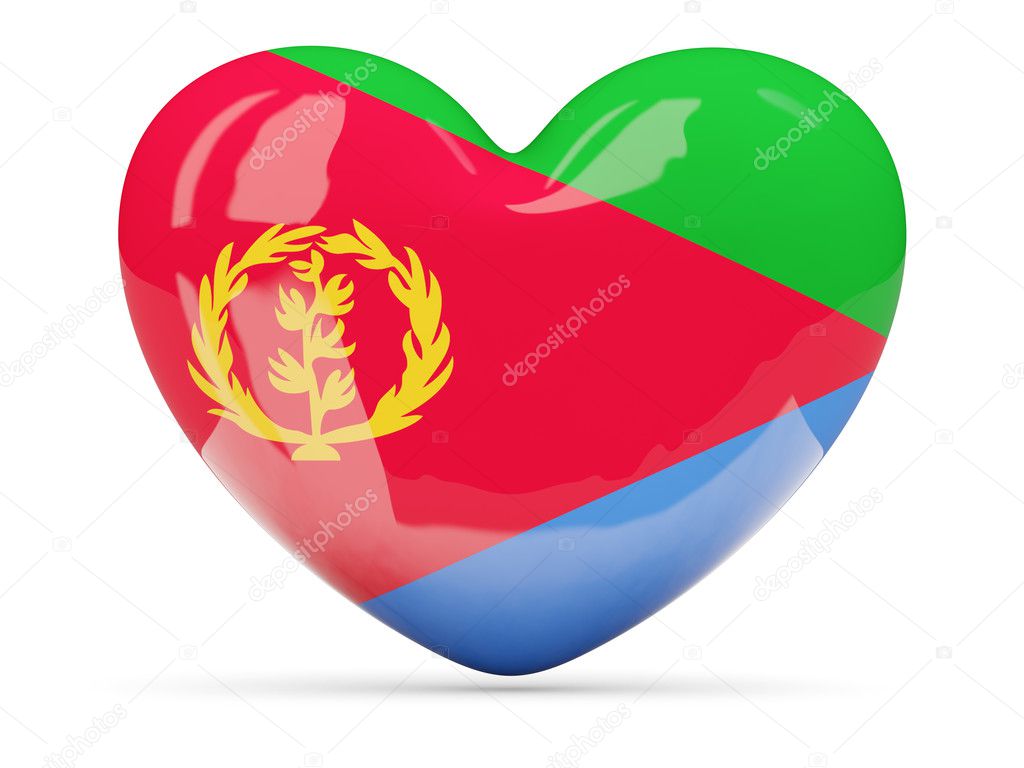 Heart shaped icon with flag of eritrea