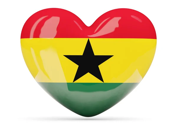 Heart shaped icon with flag of ghana — Stock Photo, Image