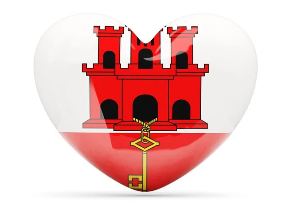 Ícone em forma de coração com bandeira de gibraltar — Fotografia de Stock