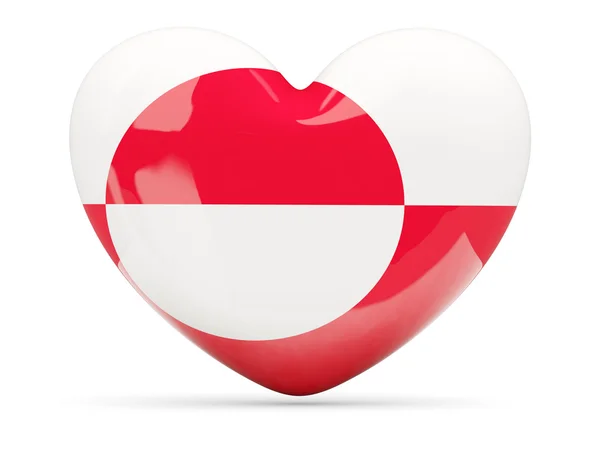 심장 모양의 그린란드의 국기 아이콘 — 스톡 사진
