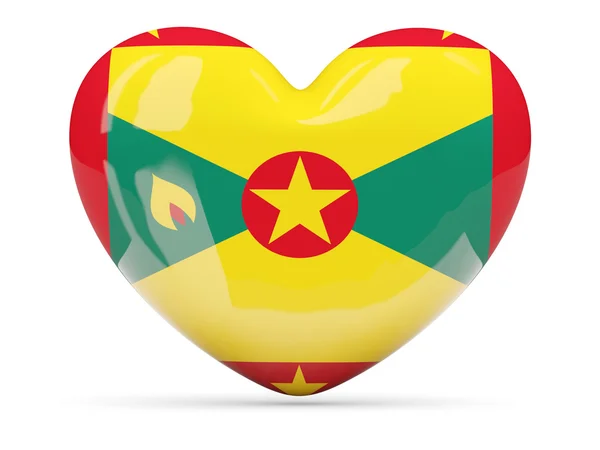 Heart shaped icon with flag of grenada — Stock Photo, Image