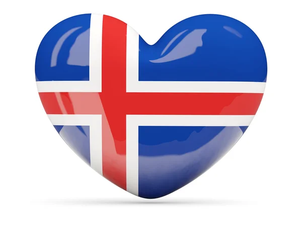 ハート形のアイスランドの旗のアイコン — ストック写真