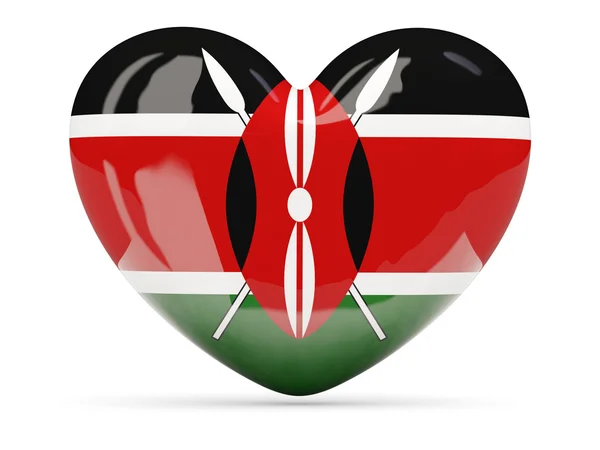 Icona a forma di cuore con bandiera di kenya — Foto Stock