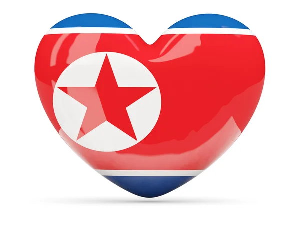 Icono en forma de corazón con bandera de Corea del Norte —  Fotos de Stock