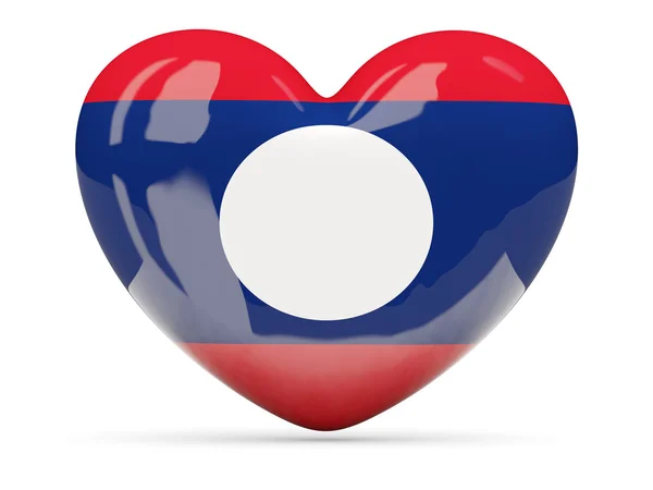 Ikon berbentuk hati dengan bendera laos — Stok Foto