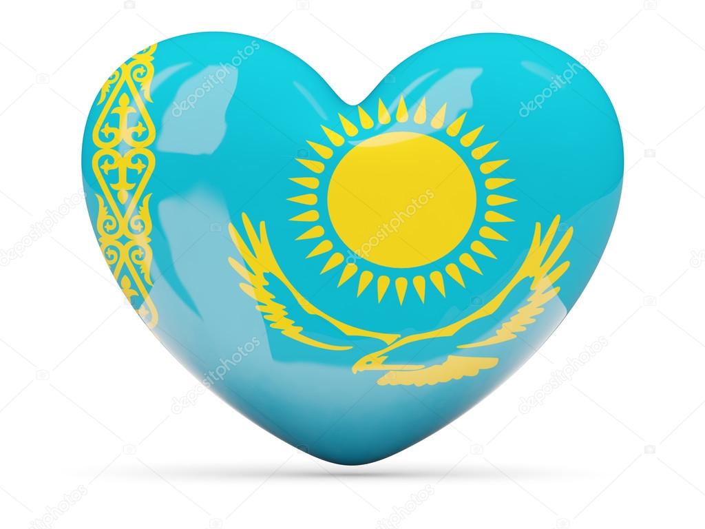 Heart shaped icon with flag of kazakhstan