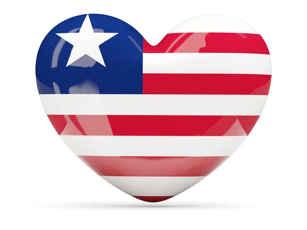 Ikona z flaga Liberii w kształcie serca — Zdjęcie stockowe